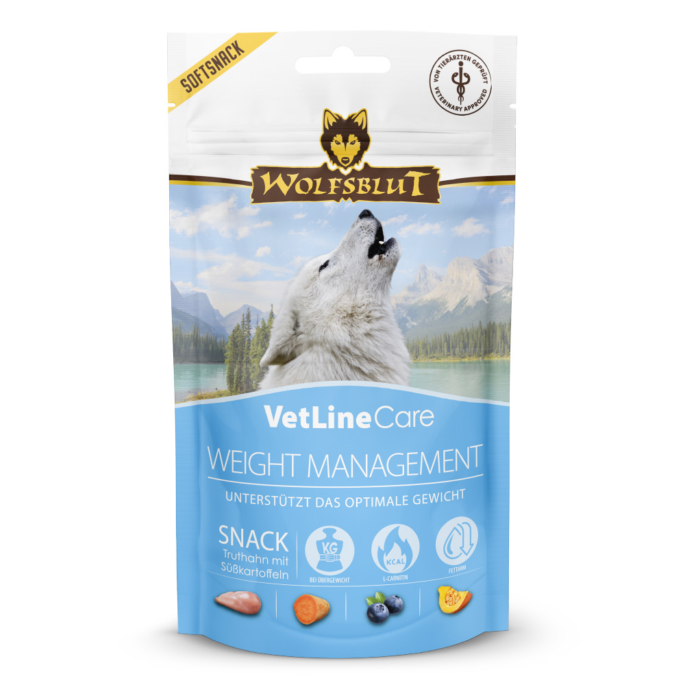 286cf654651d69c24f9386e2eb995e21cd93e8c8_WB843256_Wolfsblut_Snack_VetLine_Care_Weight_Management_Front_100g_4262374843256_1000px_SHD Wolfsblut Dog VetLine Snack Weight Management - indyk i bataty 100g - obrazek 1