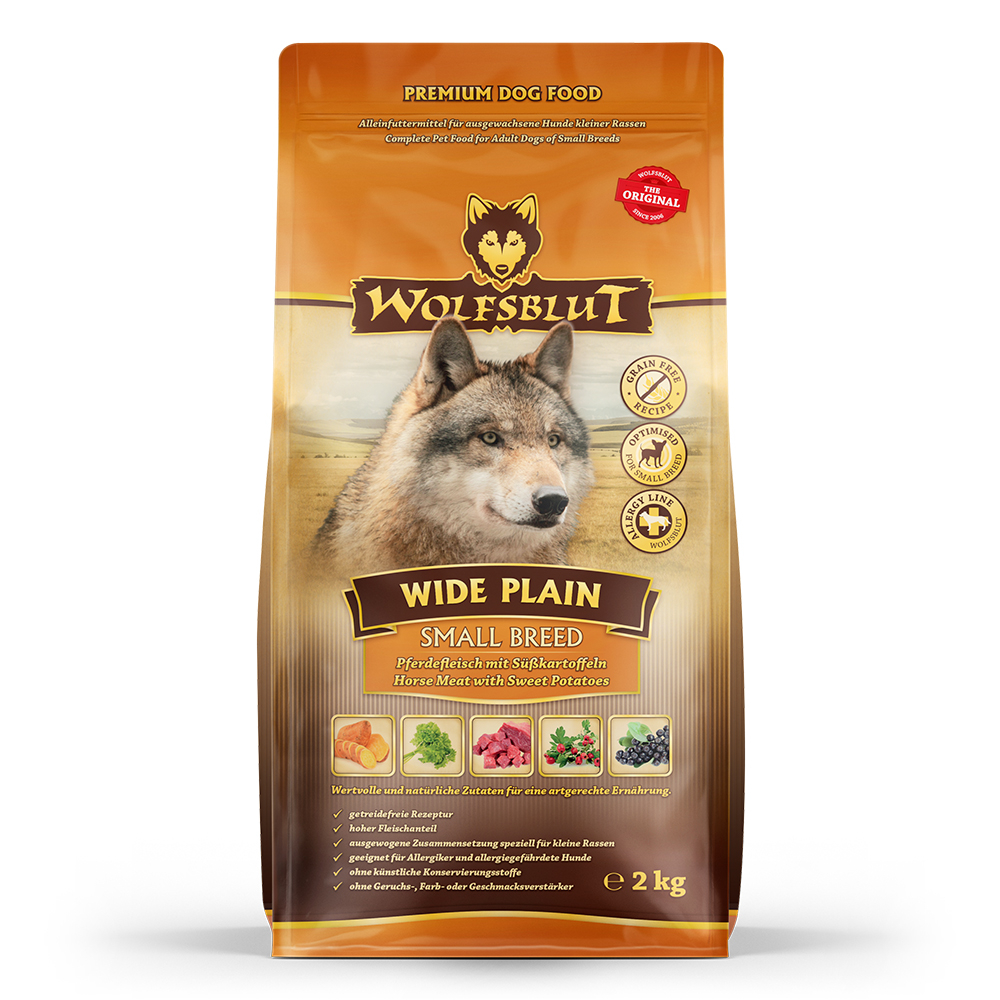 d718302d456d5d917184579a389dd8b807172d1a_wb764522_wolfsblut_trockenfutter_wideplain_smallbreed_frontal_2kg_4260262764522_1000px_shd Wolfsblut Dog Wide Plain Small - konina i bataty 2kg - obrazek 1